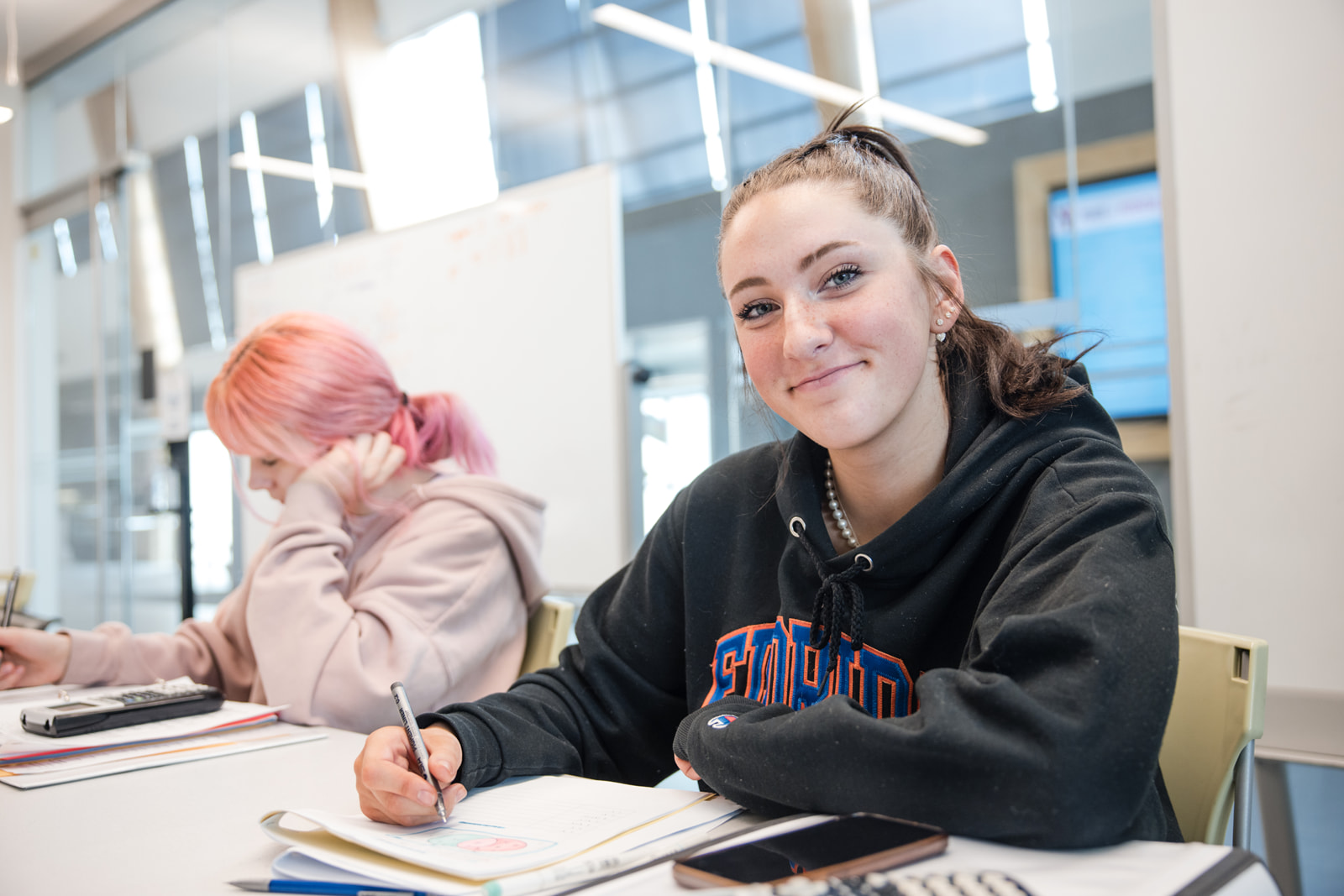 A student in a classroom